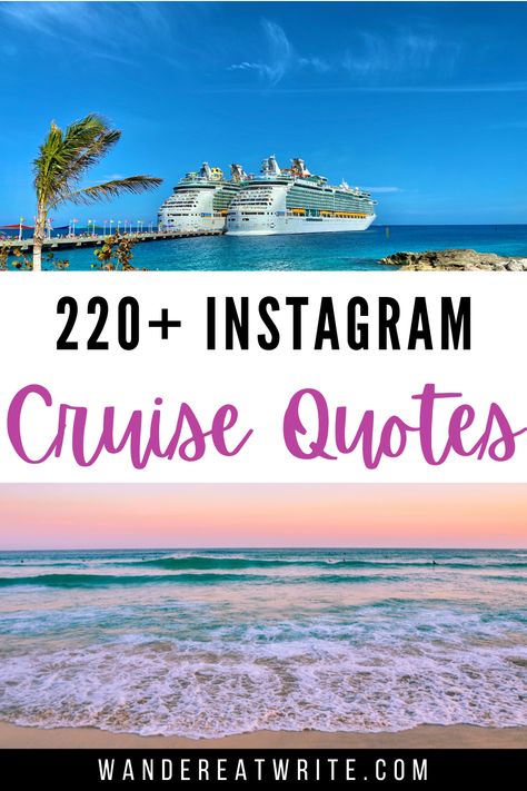 All aboard for these perfect cruise quotes for Instagram! Say "bon voyage, beaches" to boring Instagram cruise captions and "Ahoy, matey!" to ones that make your posts stand out. Whether you're in need of a cruise pun, song lyric about the beach, or inspirational cruise quote, this list has you covered 🛳 // cruise quotes instagram | cruise quotes funny | cruise captions | cruise captions for instagram | cruise caption ideas | cruise captions insta Cruise Captions Instagram, Cruise Quotes Funny, Cruise Captions, Cruising Quotes, Quote For Instagram, Captain Quotes, Quotes About Adventure, Ship Quotes, Cruise Quotes