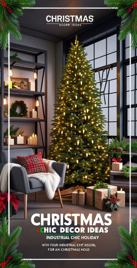 Incorporate an industrial chic style into your Christmas decor with metal structures, Edison bulb lights, and rustic wood elements for a modern yet cozy holiday setting.
#IndustrialChic #ModernChristmas #RusticModern Light Up Presents, White Tinsel, Bulb Lights, Industrial Chic Style, Chic Holiday, Cozy Holiday, Indoor Christmas, Lawn Decor, Metal Structure