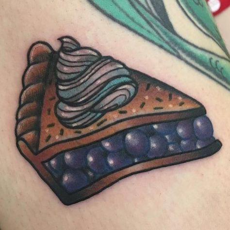 www.litteredwithgarbage.com on Instagram: “April 28 is National Blueberry Pie Day  litteredwithgarbage.com/top-50-pie-tattoos/  #tattoo #tattoos #tattooideas #tattooinspiration…” Pie Slice Tattoo, Pie Tattoo, Wicked Tattoos, Pie Slice, Pie Day, Blueberry Pie, Pretty Tattoos, Jesus Fish Tattoo, Good Eats