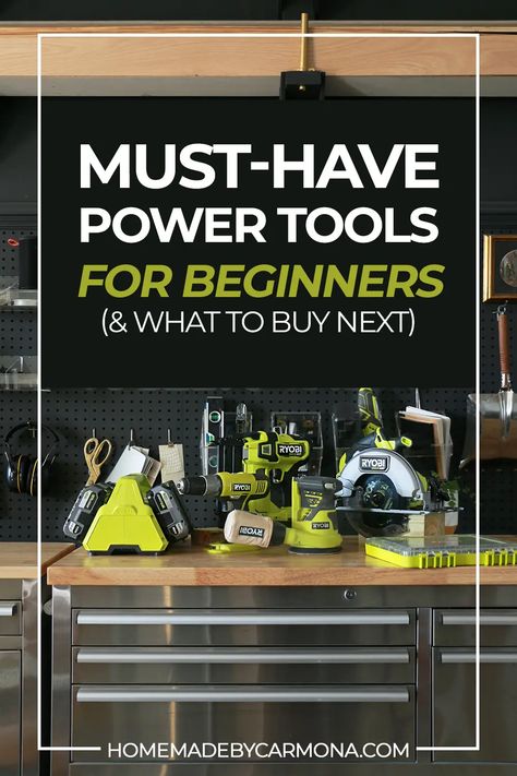 Explore the top starter tools for beginners, and learn which power tools to buy next as your DIY skill level grows! | Home Made by Carmona @homedepot #HomeDepotPartner #THDProSpective #ad #powertools Power Tool Set, New Milwaukee Tools, Power Sander, Stainless Steel Paint, Power Tool Storage, Texture Tools, Essential Woodworking Tools, Cordless Power Tools, Woodworking Guide