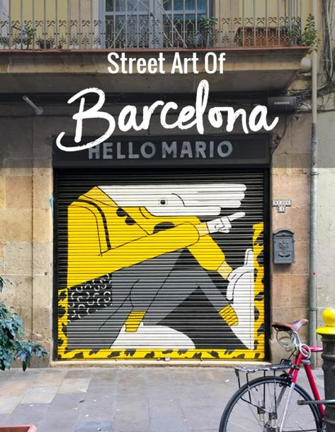 Street Art of Barcelona Street Shop Design, Street Art Architecture, Painted Garage Doors, Window Graffiti, Shutter Art, Painted Garage, Graffiti On Buildings Street Art, City Images, Garage Door Paint