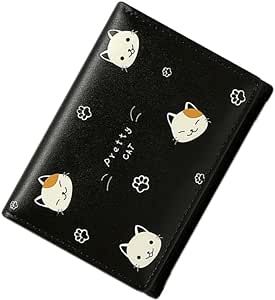 Wolyepor Cute Cartoon Cat Print Wallet Short Tri-fold Wallet Multi-Card Purse for Women and Girl (Cartoon Black) Romantic Killer, Cute Cat Pattern, Cat Wallet, Guess Wallet, Cute Cartoon Cat, Tory Burch Wallet, Louis Vuitton Pink, Card Purse, Cute Wallets