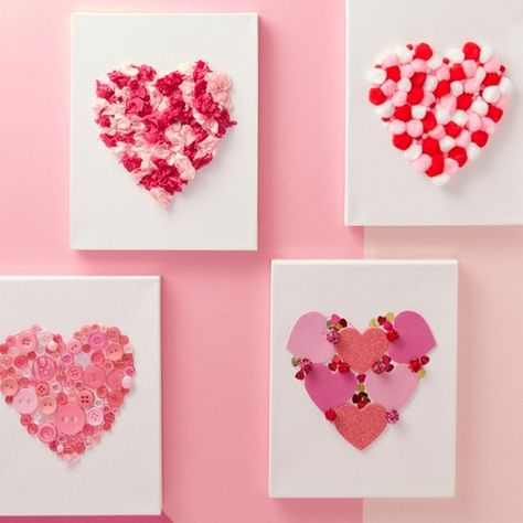 tableaux décoratifs diy pour la saint-valentin Painting Beginners, Painting Famous, Painting Colour, Valentine Craft, Valentine's Day Crafts For Kids, Valentines Day Crafts, Valentine Crafts For Kids, Heart Canvas, Painting Aesthetic