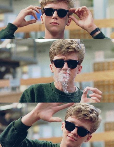 Chicks just can't hold their smoke. That's what it is ;) Breakfast Club Movie, Anthony Michael Hall, John Hughes, Septième Art, I Love Cinema, Wearing Sunglasses, 80s Movies, The Breakfast, The Breakfast Club