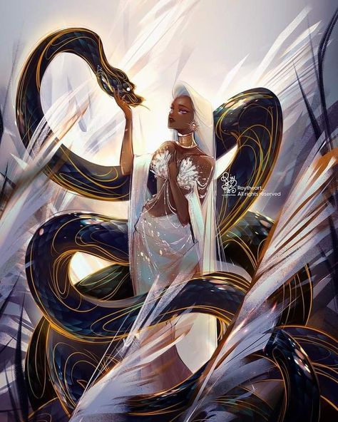 Painting Goddess, Goddess Mythology, Snake Goddess, Old Skin, Kubo And The Two Strings, Piercing Eyes, Giant Snake, Snake Drawing, Snake Girl