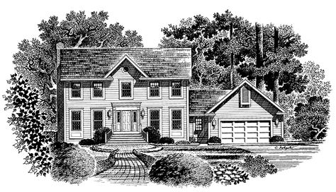 Colonial Revival House Plan with 2150 Square Feet and 4 Bedrooms from Dream Home Source | House Plan Code DHSW54058 Colonial Floor Plans, L Shaped Stairs, Classic Colonial Homes, Small Colonial, Manor Floor Plan, Master Bath Suite, Colonial Revival House, Fireplace Drawing, Colonial Style House