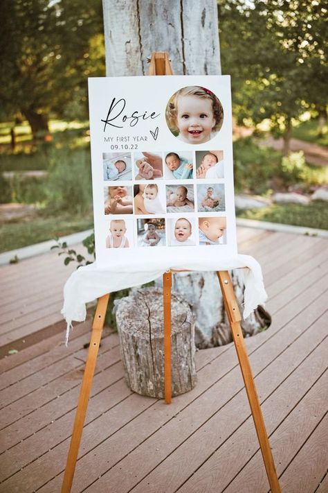 Modern First Year Photo Board Template Printable Baby's - Etsy Display Monthly Photos At Birthday, 1st Birthday Photo Collage, Γενέθλια Mickey Mouse, 1st Birthday Photo, Birthday Photo Collage, First Year Photos, Milestone Poster, Picture Boards, 1st Birthday Photos