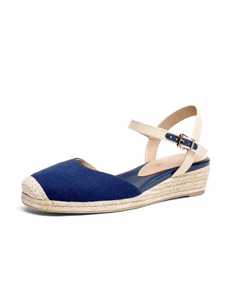 Slip-on Closed Toe Synthetic Espadrilles, Navy Espadrilles, Blue Cushioned Slip-on Espadrilles, Sandals Shein, Adjustable Closed-toe Espadrille Wedge Sandals, Blue Open-toe Espadrilles With Woven Sole, Slip On Espadrilles, Espadrille Wedge, Platform Wedge Sandals