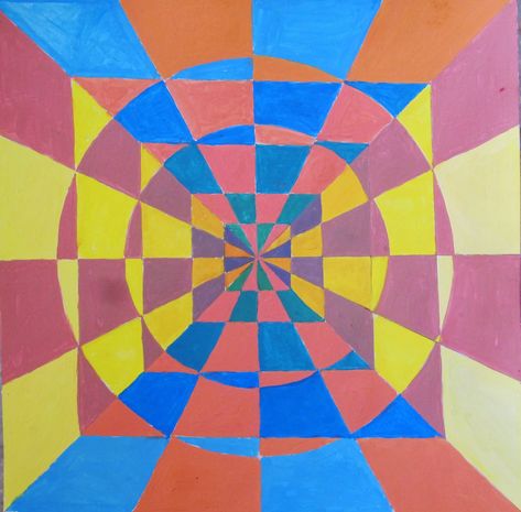 Radical Balance Art, Op Art Lessons, Color Theory Art, 8th Grade Art, Art Optical, Geometric Design Art, Graph Paper Art, Easy Canvas Art, Art Corner