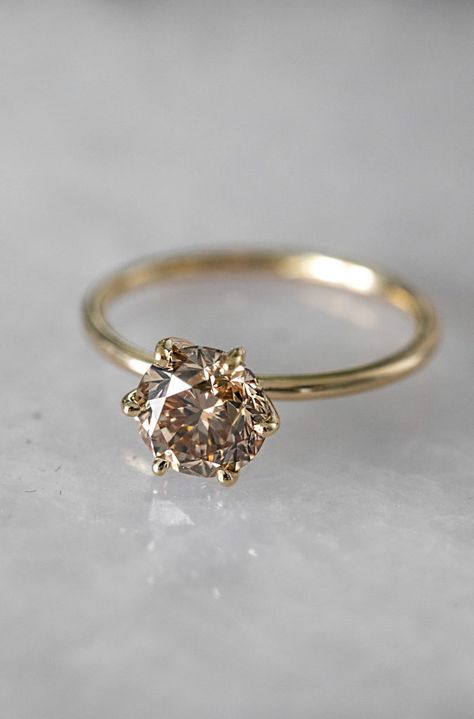 Champagne Engagement Ring, Sarah Sebastian, Champagne Diamonds Engagement, Champagne Diamond Rings, Cute Engagement Rings, Future Engagement Rings, Castle Garden, Bezel Set Ring, The Lane