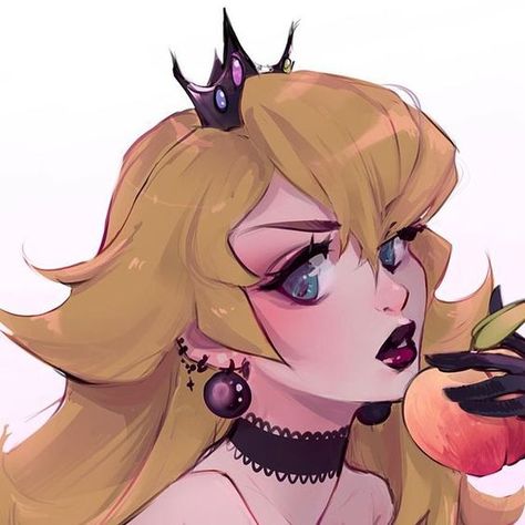 Mario Princesses, Super Mario Princess, Peach Mario, Mario Fan Art, Goth Princess, Villain Era, Peach Art, Princesa Peach, Super Mario Art