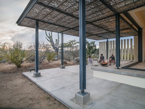 desert veranda / Zacatitos 002 - Campos Leckie Studio - love the simplicity of the steel columns and beams Metal Columns, Cabo Mexico, Column Design, Steel Columns, Street House, Steel Beams, Pergola Kits, Pergola Plans, Shade Structure