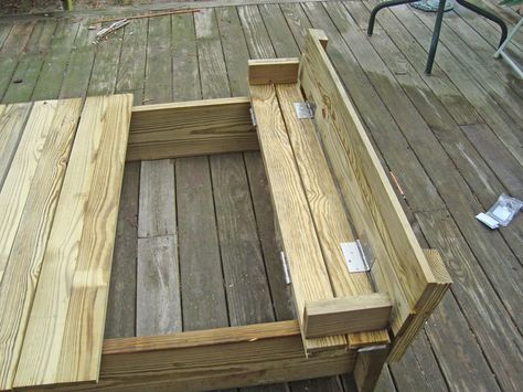 Sandbox with Built-In Seats Sandbox Plans, Build A Sandbox, Diy Sandbox, Cat Playground Outdoor, Kids Sandbox, Intarsia Wood Patterns, Diy Cat Toys, Backyard Playground, Diy Pallet Projects