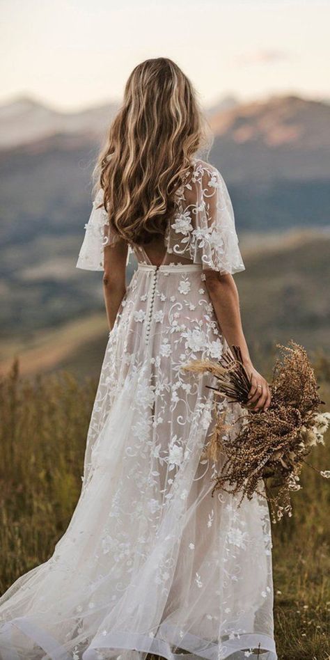 30 Rustic Wedding Dresses For Inspiration ❤  rustic wedding dresses a line with cap sleeves floral lace country anna campbell #weddingforward #wedding #bride Boho Wedding Dress With Sleeves, Anna Campbell, Rustic Wedding Dresses, Country Wedding Dresses, Sleeve Wedding Dress, Joe Jonas, Special Dresses, Wedding Dress Trends, Princess Wedding Dresses