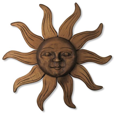 Carved Wooden Sun Face Wooden Sun, Mexican Wall Art, Smiling Sun, Mexican Wall, Sun Face, Wooden Sculpture, Wall Hanging, Carving, Sculpture