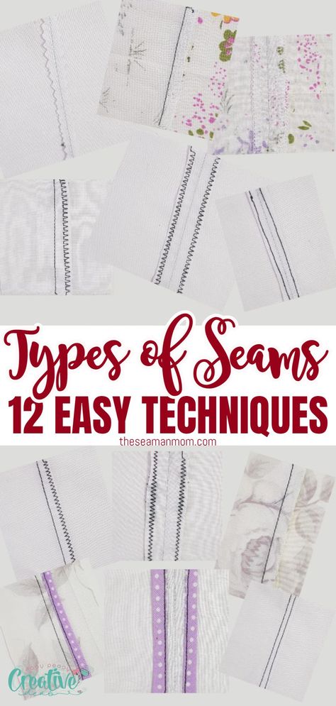 TYPES OF SEAMS TO SEW Types Of Seams, Beginner Quilt Tutorial, Seam Finishes, Serger Stitches, Sewing Area, Sewing Creations, Fat Quarter Quilt, Sewing 101, Pinking Shears