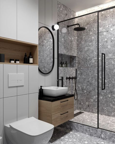 Bathroom Wallpaper Vintage, Bathroom Wallpaper Trends, Small Bathroom Wallpaper, Modular Bathrooms, Modern Small Bathrooms, Small Bathroom Layout, Modern Bathroom Tile, White Bathroom Designs, Bathroom Inspiration Modern