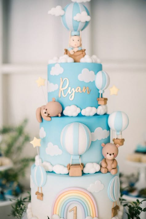 Sky-themed 1st birthday party | Birthday balloon installation | 100 Layer Cake | Premiere Party Rents | first birthday cake, baby shower cake ideas, boy cake ideas, Gateau Baby Shower Garcon, Baby Shower Cake Table, Boys First Birthday Cake, Boys 1st Birthday Cake, Baby Boy Birthday Cake, Baby First Birthday Cake, Baby Boy 1st Birthday Party, Baby Shower Cakes For Boys, Boy Cake