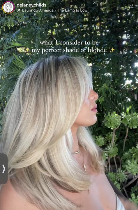 Creamy Blonde Layered Hair, Blonde Highlights With Scandinavian Hairline, Norwegian Blonde Hair, Blonde Highlights With Root Tap, Blonde Mid Length Hair With Layers, Bright Ash Blonde, Long Blonde Layers, Medium Length Blonde Hairstyles, Layered Blonde Hair