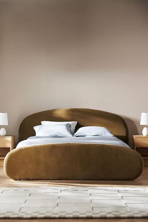 Bed Frames and Headboard with Unique Flair | AnthroLiving Rounded Headboard, Hardwood Bed, Decoration Inspiration, Headboard And Footboard, Bed Frame And Headboard, Upholstered Headboard, Upholstered Beds, Decoration Design, Modern Bedroom