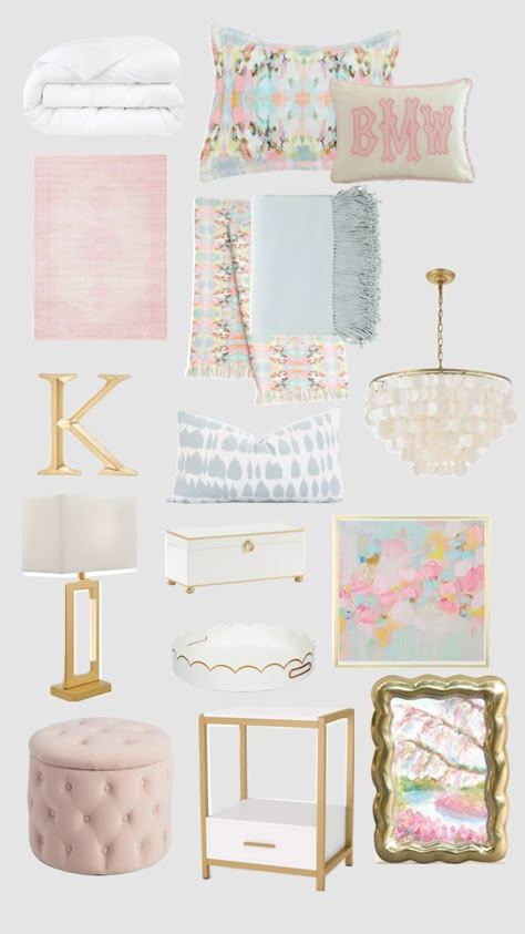 White And Gold Bedroom, Sorority Room, Preppy Dorm Room, Dream Dorm Room, Dorm Room Styles, College Room Decor, College Dorm Room Decor, Dorm Inspo, Dorm Room Designs