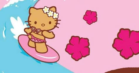 Hello Kitty Surfing, Widget Flower, Hawaiian Hello Kitty, 헬로키티 배경화면, Coconut Dream, Barbie Summer, Kitty Images, Hello Kitty Art, Malibu Barbie