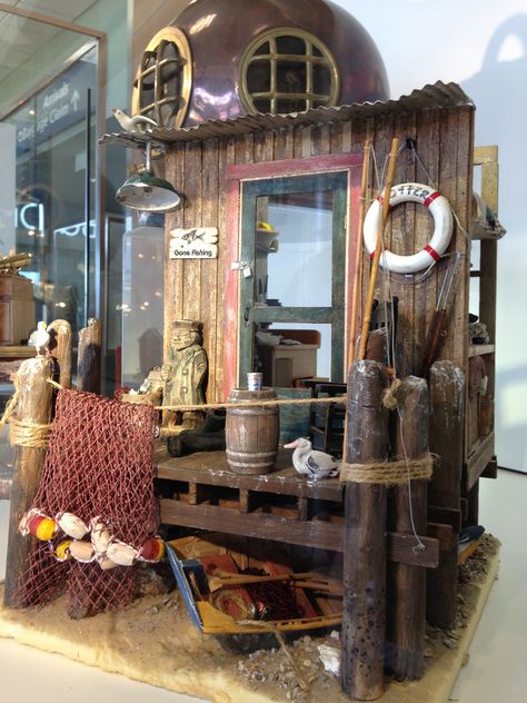 "Fishing Shack" Jeannie J. | Annual Miniature Show & Sale | February 7 & 8, 2015 | Exhibits, Sales & Classes Fishing Shack Ideas, Fisherman Shack, Fishing Booth, Fish Shack, Fishing Shack, Fishermans Cottage, Fishing Room, Fishing Store, Fishing Shop