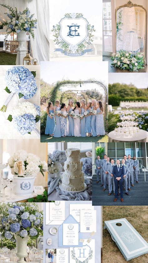 White And Blue Theme Wedding, Blue Hydrangea Wedding Theme, Blue Monochromatic Wedding, Timeless Blue Wedding, Blue Weddings Ideas, Dusty Blue Wedding Theme Groomsmen, Periwinkle And White Wedding, Blues And White Wedding, Periwinkle Blue Wedding Theme