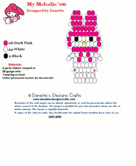 Hello Kitty Pony Bead Patterns, Bead Keychain Diy Pattern, Pony Bead Cat, Beaded Animals Tutorial Free Pattern, Hello Kitty Beads Tutorial, Kandi Keychain Pattern, Kandi Patterns Animals, Pony Bead Keychain Patterns, Bead Pets Pattern Easy