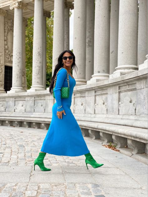 Green And Blue Outfit Black Women, Green And Blue Outfits For Women, Cerulean Blue Outfit, Blue And Green Outfits For Women, Blue Green Outfit, Green And Blue Outfit, Blue And Green Outfit, Green And Purple Outfit, Green Top Outfit