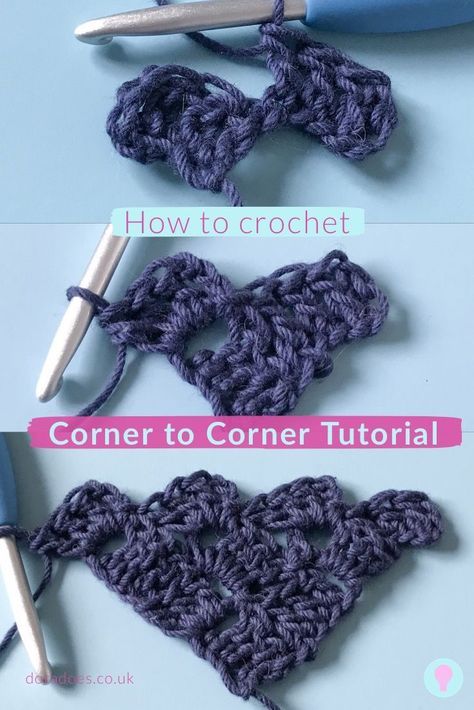 Learn how to crochet the popular corner to corner (c2c) crochet stitch pattern with this step-by-step free written and photo tutorial. A great stitch for beginners to create homewares such as blankets or cushions or the block rocking poncho. This versatile stitch can be worked in any yarn using the appropriate hook size. Simple and quick to work, once you’ve tried c2c you’ll be hooked! #c2c #cornertocorner #crochet #crochetstitch #crochetblanket #crochettutorial #freecrochet Crochet Corner To Corner, Corner To Corner Crochet Blanket, Corner To Corner Crochet Pattern, Crochet Stitch Pattern, Crochet C2c Pattern, C2c Crochet Pattern Free, C2c Crochet Blanket, Corner To Corner Crochet, Crochet For Beginners Blanket