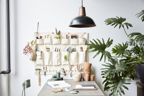 Object of Desire: A New Canvas Wall Organizer from the Floral Society - Gardenista Workshop Kitchen, Hanging Wall Organizer, Kitchen Closet, Half Walls, Konmari Method, Wall Organizer, Garden Kits, Design Textile, Hanging Canvas