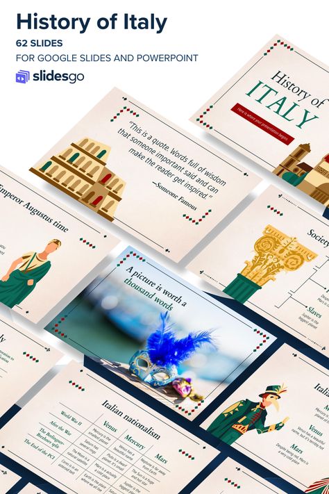 Italy Presentation, History Of Italy, Powerpoint Ideas, Romulus And Remus, Italy History, Powerpoint Free, Powerpoint Design Templates, History Education, Power Point Template