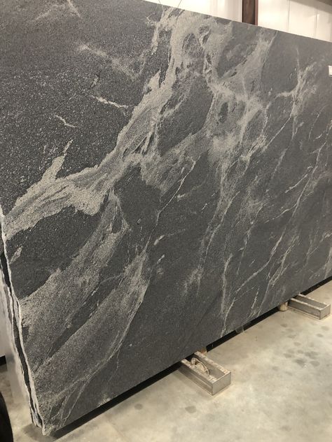 Jurassic Gray granite- Slabco Honed Countertops, Dark Counters, Honed Granite, Leather Granite, Modern Style Bathroom, Stone Counters, Stone Interior, Grey Granite, Dark Wall