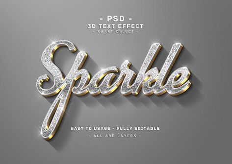 Sparkle Text, Canva Text, Canva Hacks, Adobe Illustrator Graphic Design, Alphabet Fonts, 3d Text Effect, Unique Logo Design, 3d Text, Gold Text