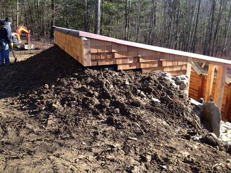 Greenhouse In Hillside, Greenhouse Hillside, Greenhouse Built Into Hillside, Earth Sheltered Greenhouse, Greenhouse On Slope, Hillside Greenhouse, Porch Greenhouse, Passive Solar Greenhouse, Underground Greenhouse