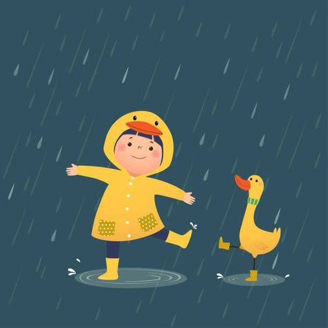 Cartoon Goldfish, Duck Vector, Boots Illustration, Rain Illustration, Duck Illustration, Drawing Cartoon Faces, Rain Rain, Kids Vector, Picture Books Illustration