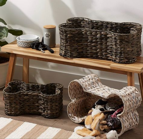 Amazon.com: Bone Dry Pet Storage Collection Bone Shape Hyacinth Toy Basket, White Wash, Large : Everything Else Pet Storage, Dog Toy Basket, Seagrass Basket, Toy Basket, Stuffed Animal Storage, Water Hyacinth, Large Baskets, Grey Wash, Subtle Textures