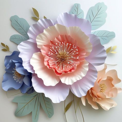 Paper flowers with mystical elements such as crystals and feathers, perfect for adding a touch of magic to any setting. Paper Cut Flowers, Flowers Out Of Paper, 3d Butterfly Art, Mystical Elements, 3d Paper Flowers, Hello Kitty Wallpaper Hd, Bunting Flag, Handmade Flowers Paper, 3d Butterfly