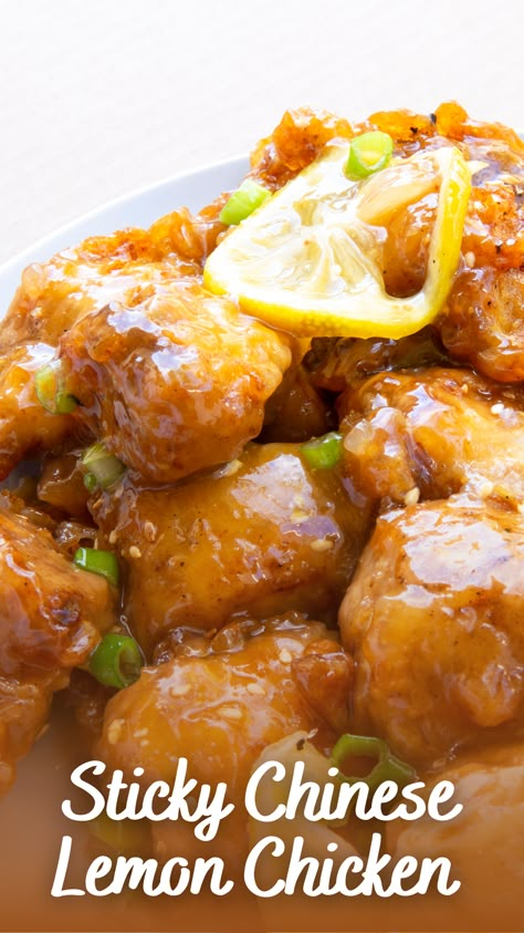 Sticky Chinese Lemon Chicken  - Appetizers & Entrees Chinese Lemon Chicken Recipe, Sticky Lemon Chicken, Entrees Recipes, Chinese Lemon Chicken, Healthy Chinese, Chinese Chicken Recipes, Homemade Chinese Food, Better Than Takeout, Lemon Chicken Recipe