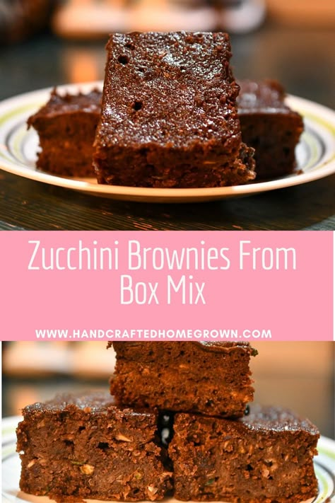 Zucchini Boxed Brownies, Chocolate Chip Zucchini Brownies, Box Mix Zucchini Brownies, Add Zucchini To Box Brownies, Brownie Box Mix With Zucchini, Boxed Cake Mix Zucchini, Zucchini Bread Using Box Cake, Brownie Mix Zucchini Brownies, Fudgy Zucchini Brownies