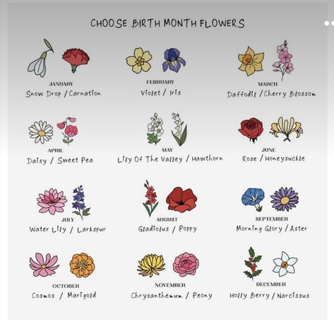 Zodiac Months, Flower Meanings, Month Flowers, Birth Month Flowers, Matching Tattoos, Water Lily, Birth Month, Lily Of The Valley, Sweet Pea