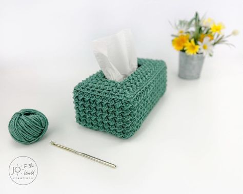 Tissue Box Cover Crochet, Crochet Tissue Box Cover, Half Double Crochet Stitch, Crochet Doll Dress, Easy Crochet Baby, Easy Crochet Projects, Crochet Home Decor, Tissue Box Cover, Basic Crochet Stitches