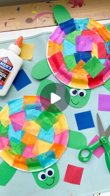 Deena Keller on Instagram: "Turtle Tissue Paper Craft🐢 follow @abcdeelearning for more kids crafts" Kids Tissue Paper Crafts, Turtle Crafts For Toddlers, Paper Plate Crafts For Kids Easy, Turtle Crafts Preschool, Easy Daycare Crafts, May Crafts For Kids, Crafts For 3yrs Old, Turtle Crafts For Kids, Kids Art Ideas