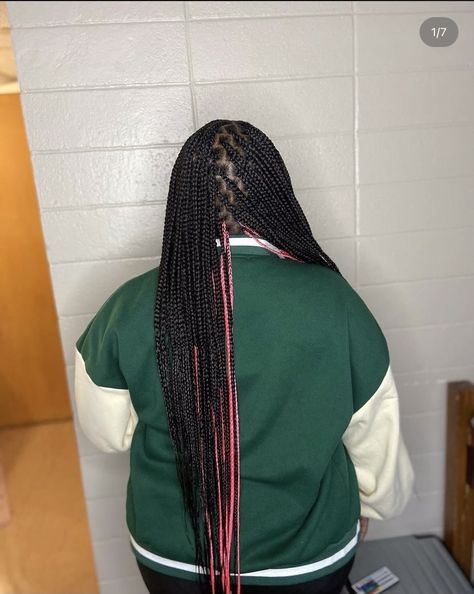 Small Peek A Boo Knotless Braids, Peek A Boo Knotless Braids, Cute Hairstyles Braids, Pink Knotless, Medium Knotless, Kiana Lede, Cute Box Braids, Box Braids Hairstyles For Black Women, Knotless Braids