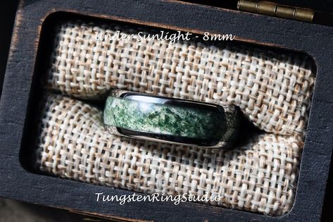 Ring Moss Agate, Agate Wedding Ring, Agate Wedding, Future Vision, Ring Rosegold, Agate Engagement Ring, Tungsten Wedding Rings, Moss Agate Ring, Ring Men