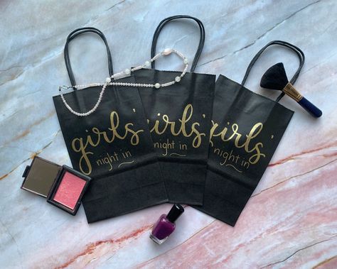 Bachelorette Party Goodie Bags, Bridal Shower Goodie Bags, Birthday Slumber Party, Wedding Guest Gift Bag, Slumber Party Favors, Party Goodie Bags, Guest Gift Bags, Black Kraft Paper, Girls Night Party