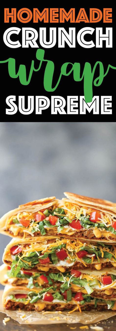 Crunch Wrap Supreme Recipe, Crunchwrap Supreme, Crunch Wrap, Taco Bell, Wrap Sandwiches, Quesadillas, Mexican Dishes, Fajitas, Burritos