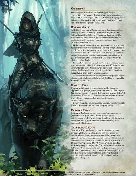 (Ranger) Outrider Warlock 5e, Dnd Druid, Blood Hunter, D D Classes, Dnd Classes, Dungeons And Dragons Classes, Dnd 5e Homebrew, D&d Dungeons And Dragons, Dungeons And Dragons Homebrew