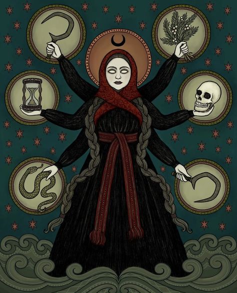 Artist: Duchess of Lore, “Slavic Goddess Marzanna” Goddess Morana, Goddess Of Winter, Ukrainian Mythology, Slavic Goddess, Venus Art, Folk Horror, Chaos Magick, Slavic Paganism, Book Swap